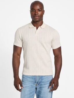 Guess - Mens Quicksand Textured Polo T-Shirt