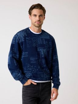 Guess - Mens Paisley Round Neck Long Sleeves Sweatshirt