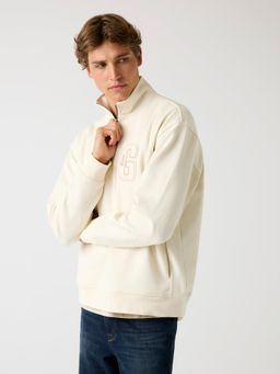 Guess - Mens Quicksand High Neck Full Sleeve Harris Twill Sweatshirt