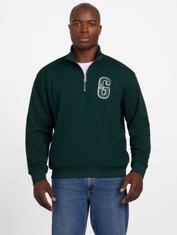 Guess - Mens Chenille Green High Neck Full Sleeve Harris Twill Sweatshirt