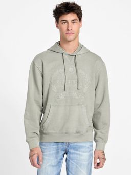 Guess - Mens Green Brand Logo Hooded Neck Long Sleeves Hoodie