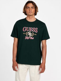 Guess - Mens Green Brand Logo Round Neck Short Sleeves T-Shirt