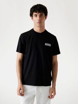 Guess - Mens Black Graphic Round Neck Short Sleeves T-Shirt