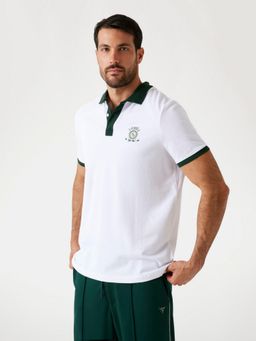 Guess - Mens White Solid Collared Short Sleeves Polo T-Shirt