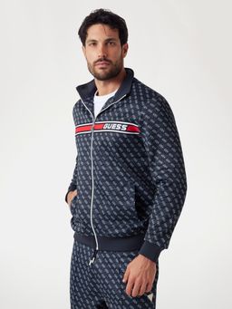 Guess - Mens 4G Aop Jet Black Printed High Neck Long Sleeve Korbin Jacket