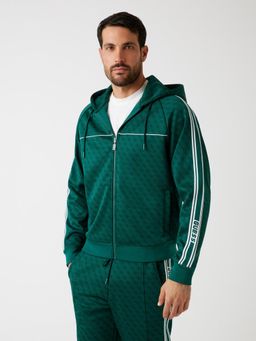 Guess - Mens Jacquard Sea Alga Printed Hooded Neck Parimo 4G Jacket