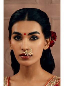 Curio Cottage - White Pearl and Kundan Drupe Nath