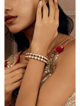 Curio Cottage - White Dual Kundan Halo Bangle (2.4)