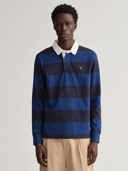 GANT - Men Blue Striped Regular Fit Polo T-Shirt