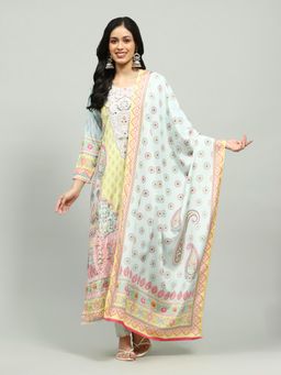 MEENA BAZAAR - Women Multi-Color Cotton Paisley Kurta with Pant and Dupatta