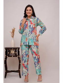 Kohsh - Women Multi-Color Silk Blend Abstract Co-Ord Set