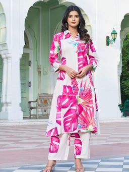 KAFTANIZE - Women Pink Cotton Blend Floral Co-Ord Set