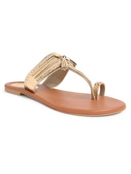 SKO - Reflective Women Gold Kolhapuri Flats