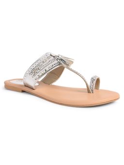 SKO - Reflective Silver Women Kolhapuri Flats