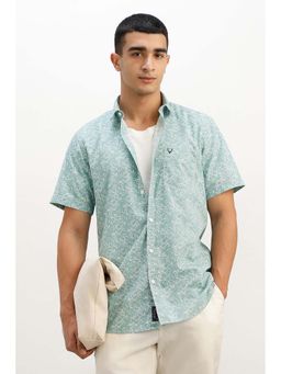 Allen Solly - Men Light Green Regular Fit Print Half Sleeves Casual Shirt
