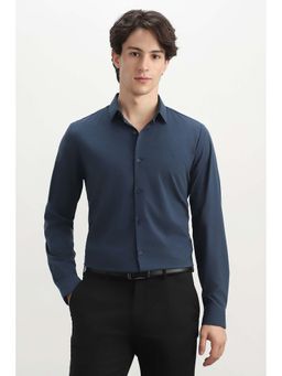 Allen Solly - Men Navy Blue Solid Full Sleeves Formal Shirt