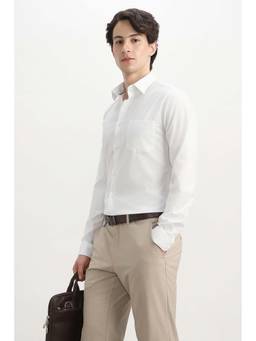 Allen Solly - Men White Solid Full Sleeves Formal Shirt