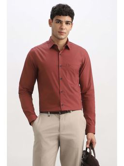Allen Solly - Men Maroon Solid Full Sleeves Formal Shirt