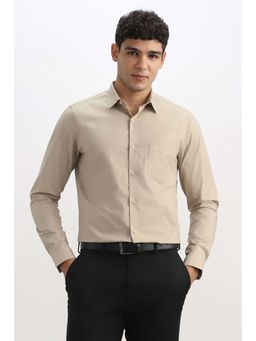 Allen Solly - Men Khaki Solid Full Sleeves Formal Shirt