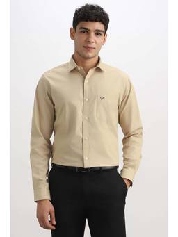 Allen Solly - Men Beige Solid Full Sleeves Formal Shirt