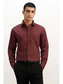 Allen Solly - Men Maroon Solid Full Sleeves Formal Shirt