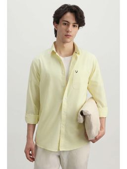 Allen Solly - Men Yellow Regular Fit Solid Full Sleeves Casual Shirt