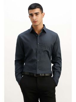 Allen Solly - Men Navy Blue Print Full Sleeves Formal Shirt