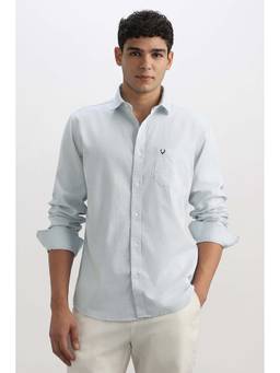 Allen Solly - Men Light Blue Regular Fit Solid Full Sleeves Casual Shirt