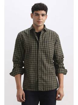 Allen Solly - Men Olive Regular Fit Check Full Sleeves Casual Shirt
