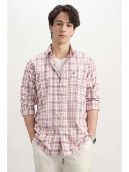 Allen Solly - Men Pink Regular Fit Check Full Sleeves Casual Shirt