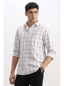 Allen Solly - Men White Regular Fit Check Full Sleeves Casual Shirt
