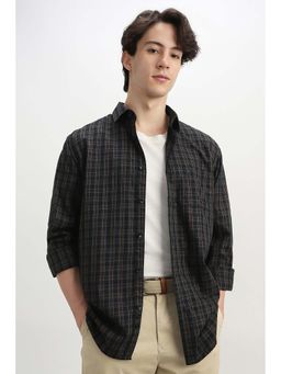 Allen Solly - Men Black Regular Fit Check Full Sleeves Casual Shirt