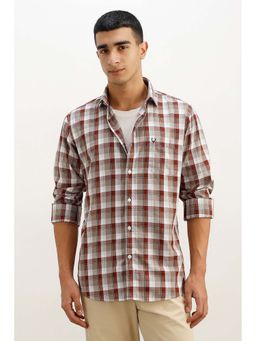 Allen Solly - Men Brown Regular Fit Check Full Sleeves Casual Shirt