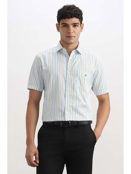 Allen Solly - Men White Stripe Half Sleeves Formal Shirt