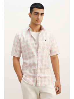 Allen Solly - Men White Regular Fit Check Half Sleeves Casual Shirt