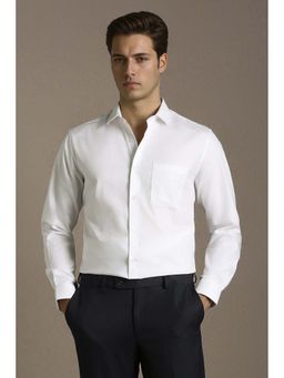 Louis Philippe - Men White Regular Fit Solid Full Sleeves Formal Shirt