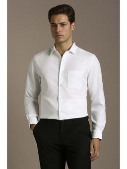 Louis Philippe - Men White Regular Fit Textured Full Sleeves Formal Shirt