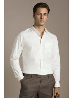 Louis Philippe - Men White Regular Fit Check Full Sleeves Formal Shirt