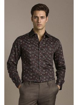 Louis Philippe - Men Brown Regular Fit Print Full Sleeves Formal Shirt