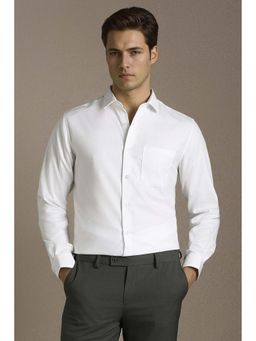 Louis Philippe - Men White Regular Fit Textured Full Sleeves Formal Shirt