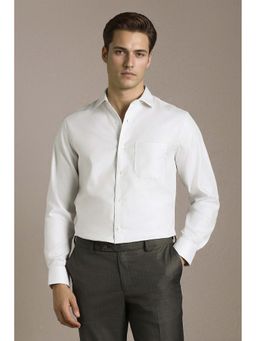 Louis Philippe - Men White Regular Fit Textured Full Sleeves Formal Shirt