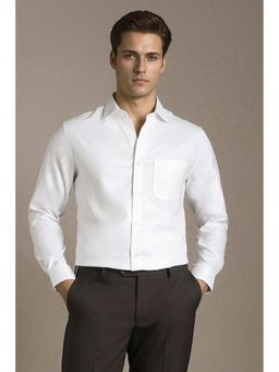 Louis Philippe - Men White Regular Fit Textured Full Sleeves Formal Shirt