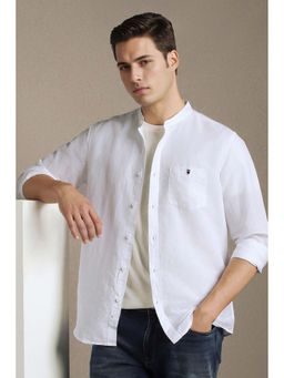 Louis Philippe - Men White Slim Fit Solid Full Sleeves Casual Shirt