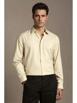 Louis Philippe - Men Beige Regular Fit Textured Full Sleeves Formal Shirt