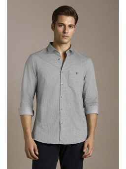 Louis Philippe - Men Grey Slim Fit Textured Full Sleeves Casual Shirt
