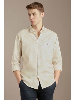 Louis Philippe - Men Beige Slim Fit Print Full Sleeves Casual Shirt