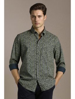 Louis Philippe - Men Green Slim Fit Print Full Sleeves Casual Shirt