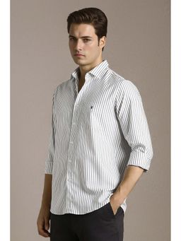 Louis Philippe - Men White Slim Fit Stripe Full Sleeves Casual Shirt