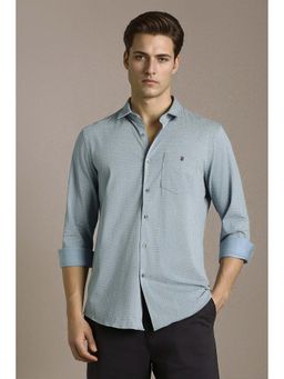 Louis Philippe - Men Light Blue Slim Fit Print Full Sleeves Casual Shirt