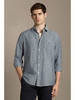 Louis Philippe - Men Grey Slim Fit Stripe Full Sleeves Casual Shirt
